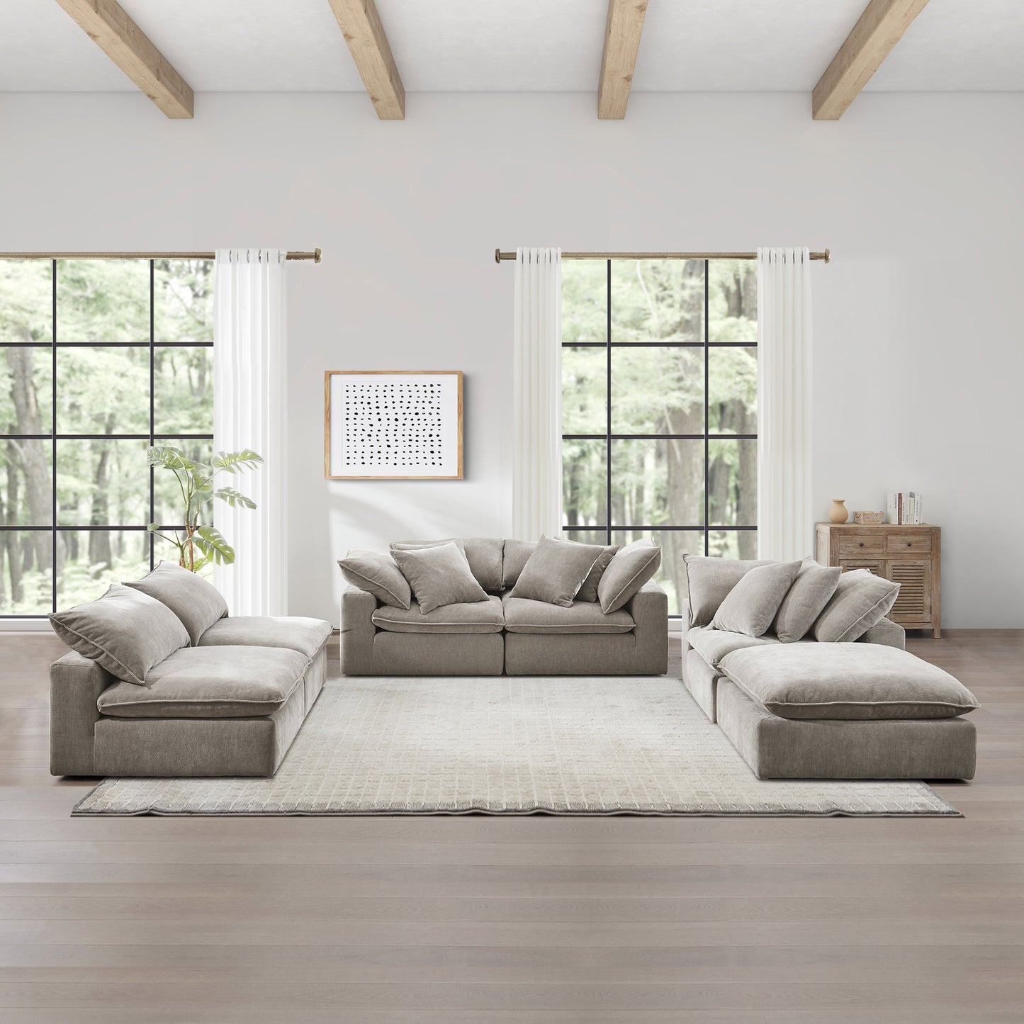 Sereen 6-Piece Fabric Modular Sectional, Light Brown