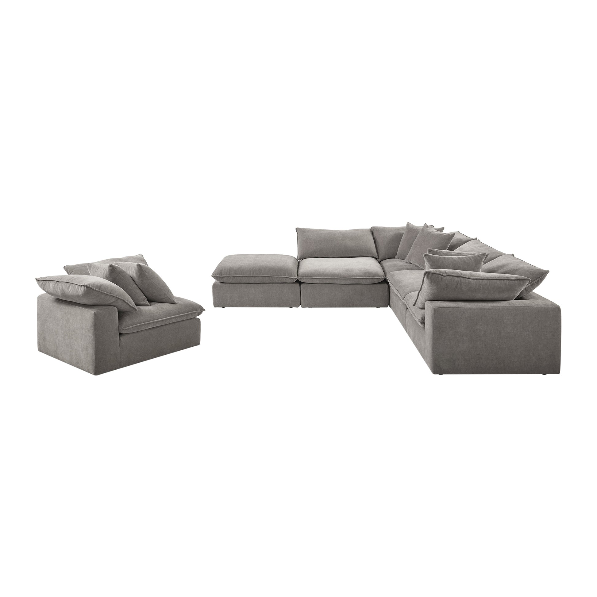 Sereen 6-Piece Fabric Modular Sectional, Light Brown