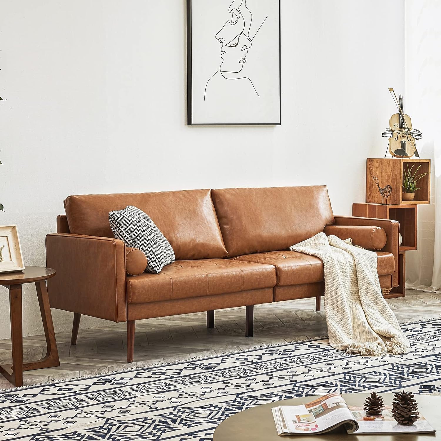 Vonanda Faux Italian Leather Comfy Sofa