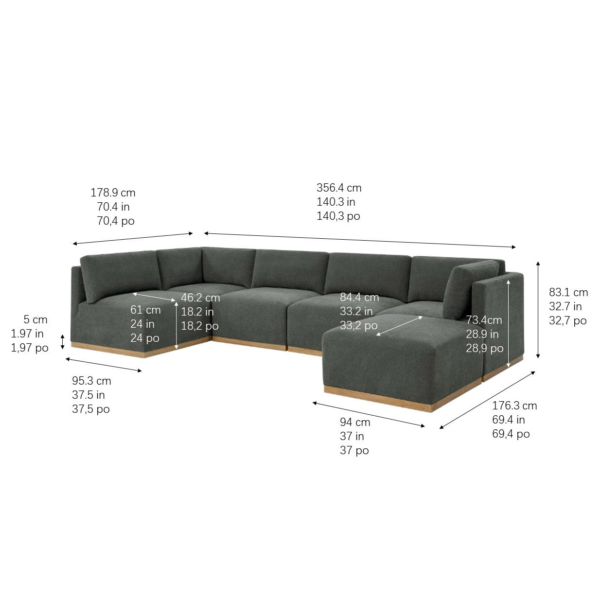 Murphy Fabric Modular Sectional with Ottoman