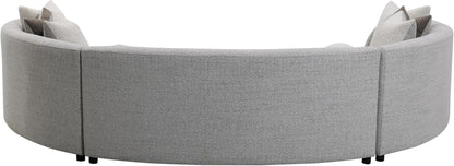 Curved Sectional Sofa - Boucle Sectional Sofa with Curved Silhouette & 9 Pillows, Large Sectional Couch with Wooden Frame and Legs, Modern Luxury Couches for Living Room, Reception Room, Gray