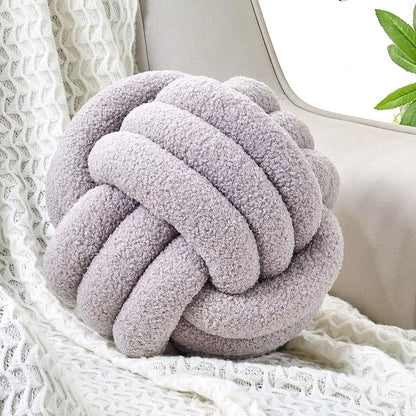 Knot Pillow Ball, Soft Home Decorative round Throw Pillow, Handmade Knotted Plush Pillow, round Boucle Pillow Cushion (8.6 Inches Ivory)