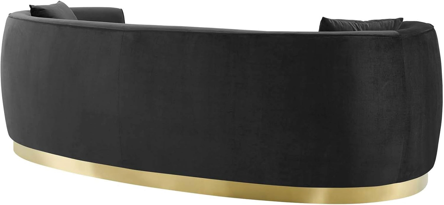 Modway Resolute Retro Modern Curved Back Upholstered Velvet with Two Throw Pillows, Sofa, Black