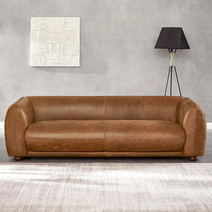 Maylo Mid Century Leather Standard Couch, Brown