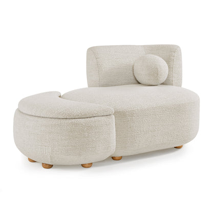 Better Homes & Gardens Juliet Modern Boucle Chaise & Storage Ottoman, Pearl