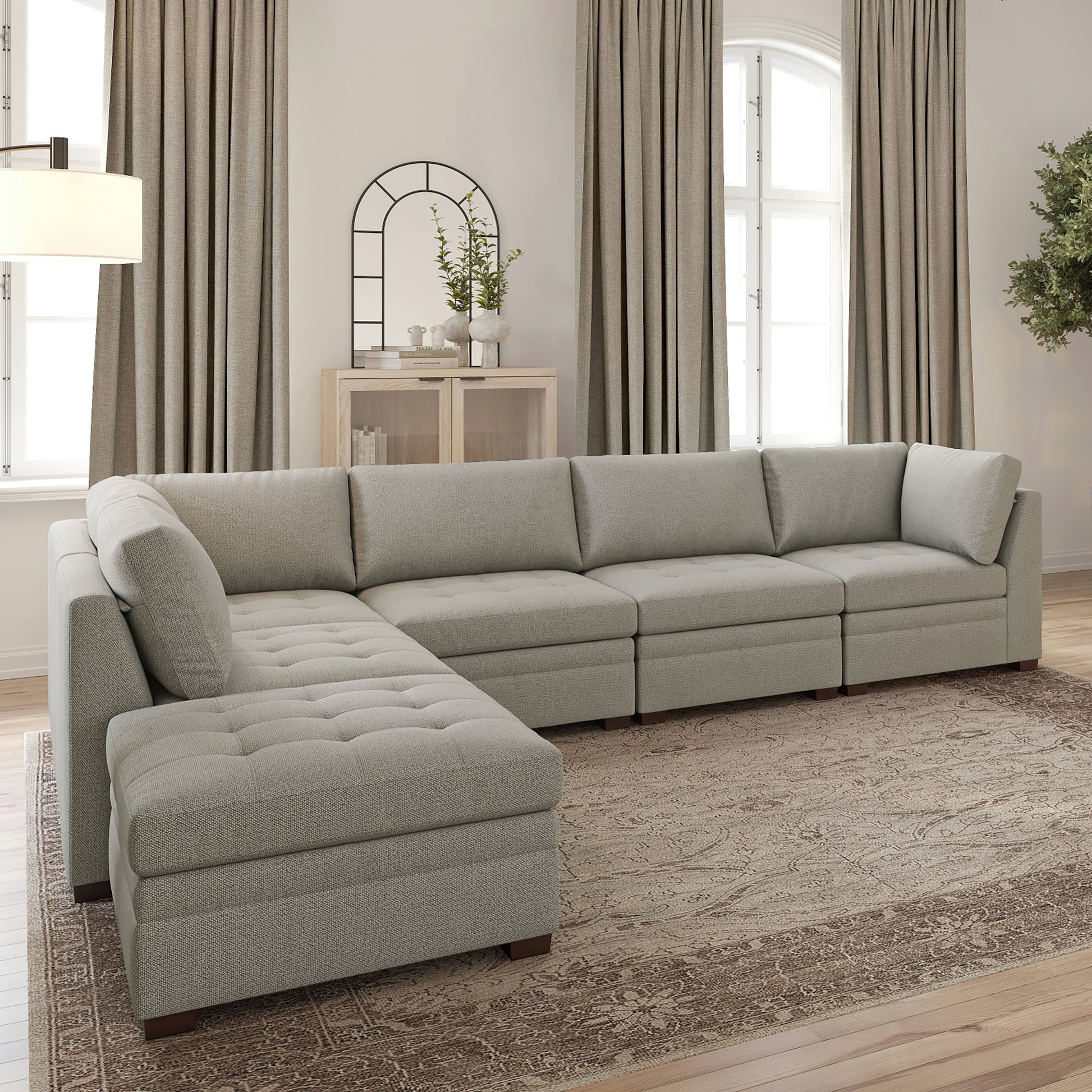 Thomasville Tisdale Modular Sectional 6-Piece Boucle with Storage Ottoman