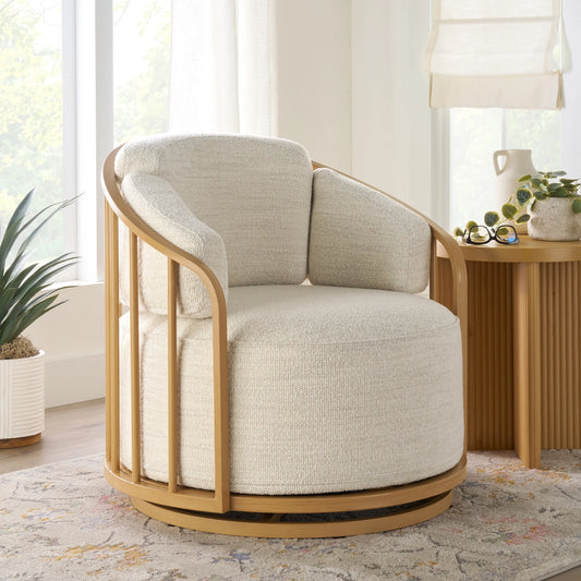 Better Homes & Gardens Lillian Swivel Birdcage Chair, Cream Boucle