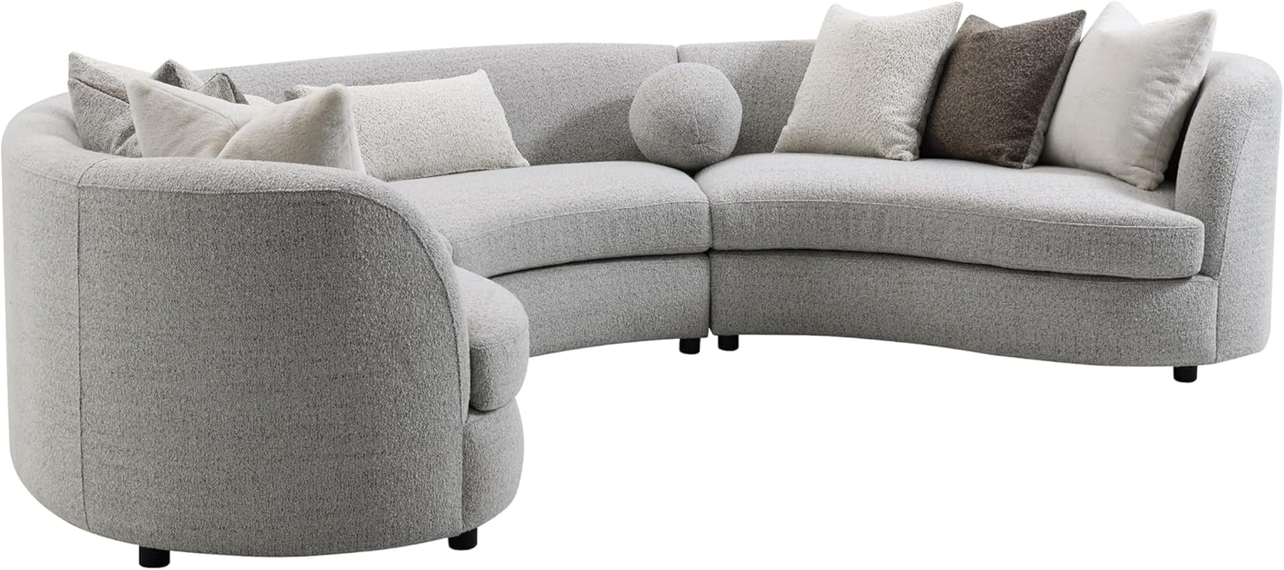 Curved Sectional Sofa - Boucle Sectional Sofa with Curved Silhouette & 9 Pillows, Large Sectional Couch with Wooden Frame and Legs, Modern Luxury Couches for Living Room, Reception Room, Gray