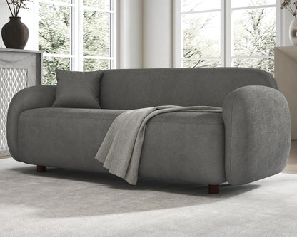 3 Seater Sofa, Modern Couch with Soft Boucle Upholstered, Comfy Cloud Sofa Couch for Living Room Home Office Sherpa Grey Curved Couch