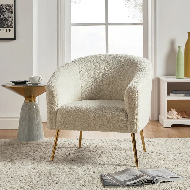 Dawson Boucle Barrel Chair with Metal Legs