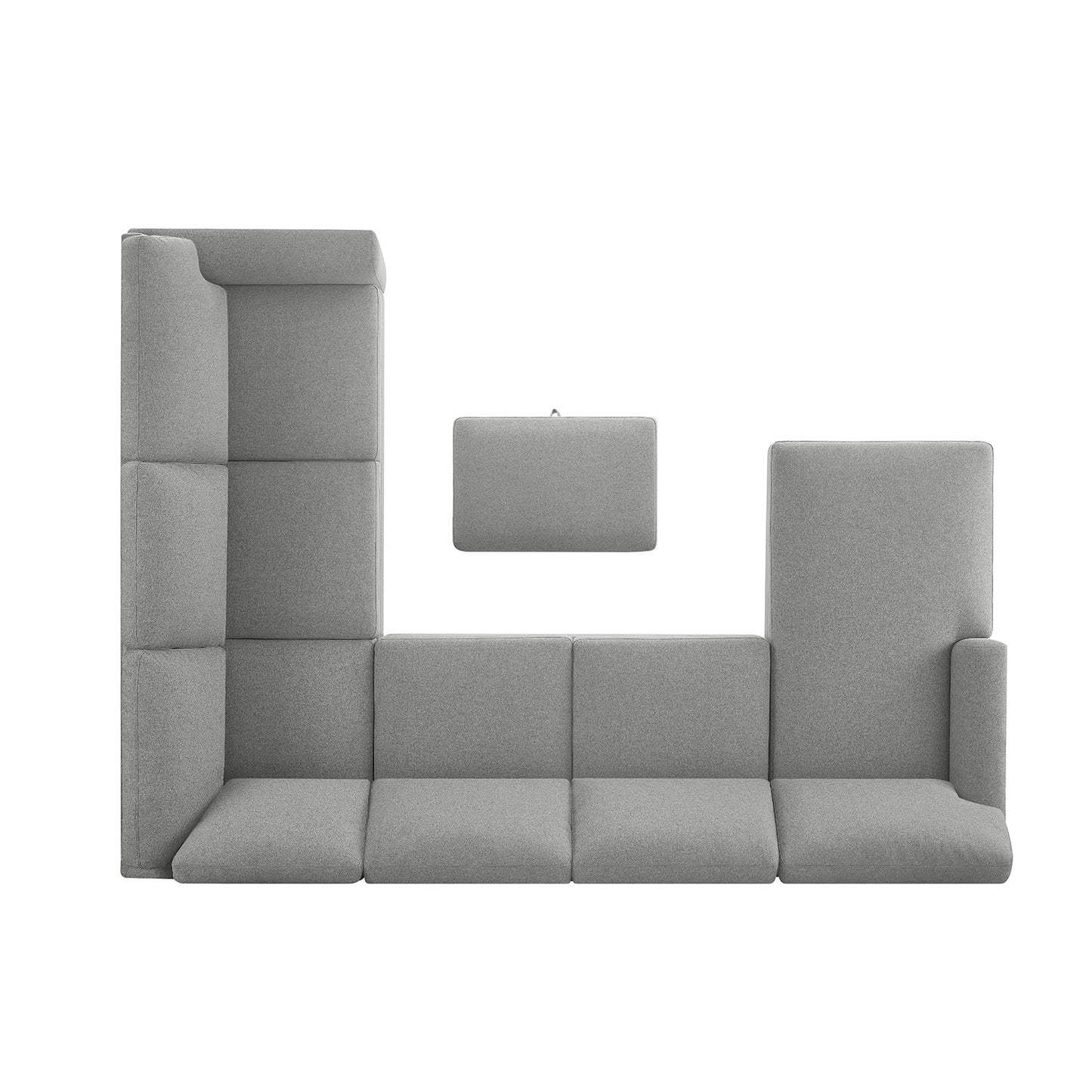 Langdon Fabric Sectional with Chaise and Storage Ottoman, Gray