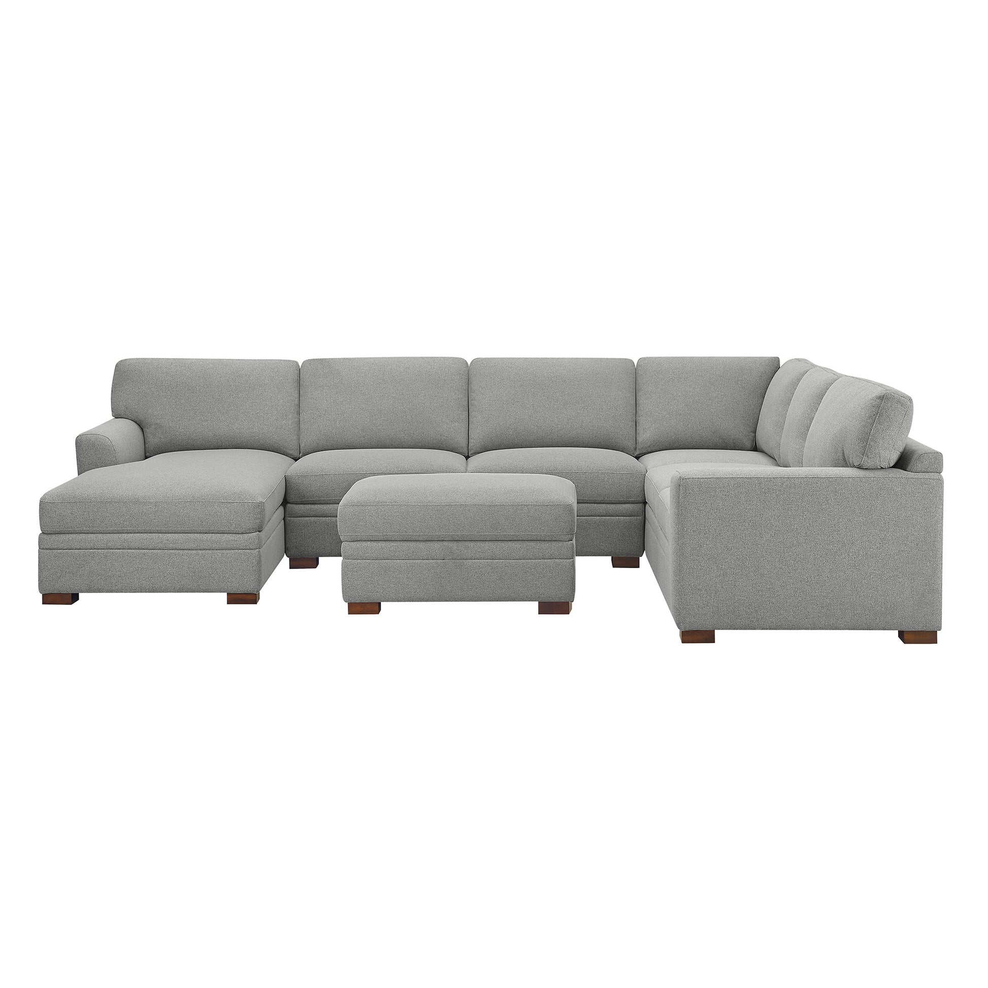 Langdon Fabric Sectional with Chaise and Storage Ottoman, Gray