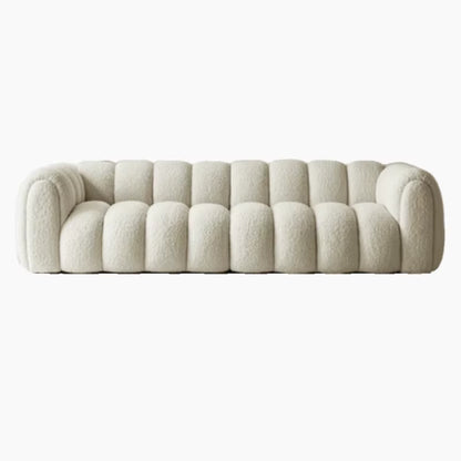 French Minimalist Small-Sized Cream Style Pumpkin Sofa, Lamb Wool Cotton Candy Cloud Living Room Sofa