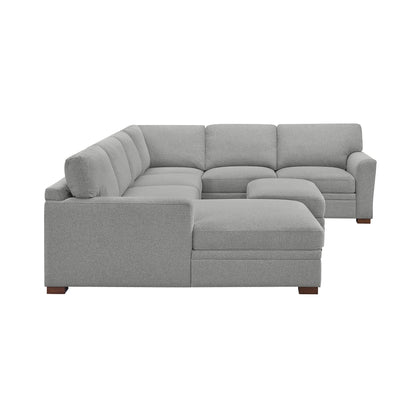 Langdon Fabric Sectional with Chaise and Storage Ottoman, Gray